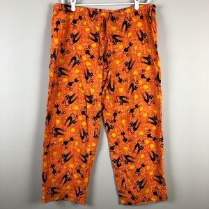 Halloween Black Cat Pumpkin Pajama Lounge Pants